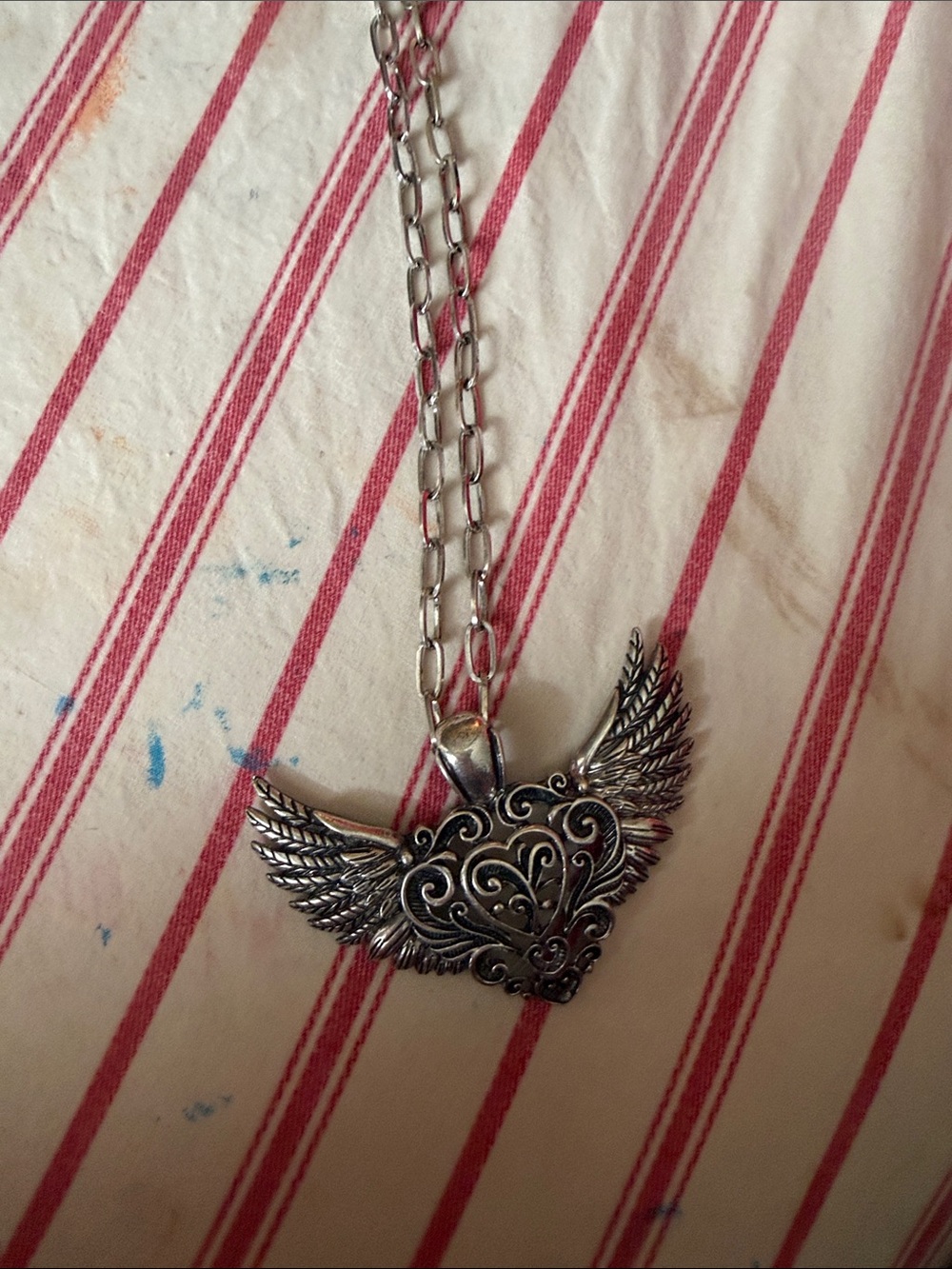Winged Heart Pendant Necklace - Silver